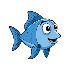 Cute cartoon fish isolated, on white background. 