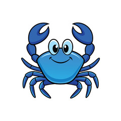 Colorful blue cartoon crab. smiling crab face vector illustration