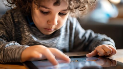 A child learning math through an engaging, interactive e-learning app on a tablet