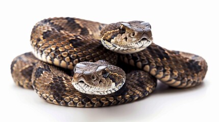 Fototapeta premium hazardous rattlesnakes Isolated on white background. Poisonous animals concept for designer