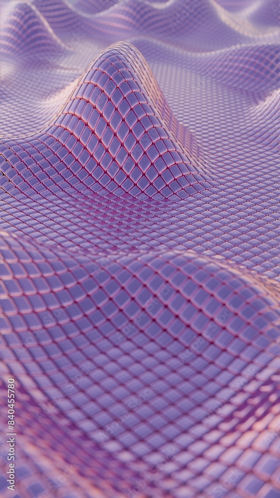 Poster Mesh Waves: Undulating Grid Patterns in Soft Purple