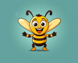 Bee communication dance flat design, front view, behavioral science theme, cartoon drawing, complementary color scheme