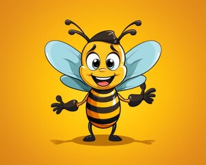 Bee communication dance flat design, front view, behavioral science theme, cartoon drawing, complementary color scheme
