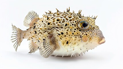 Obraz premium poisonous pufferfish Isolated on white background. Poisonous animals concept for designer