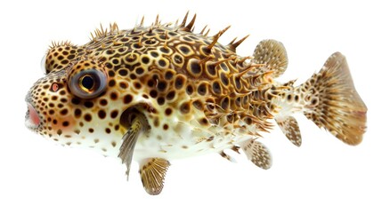 Naklejka premium poisonous pufferfish Isolated on white background. Poisonous animals concept for designer