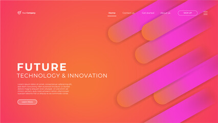 Trendy abstract geometric background landing page design. Minimal background for for website