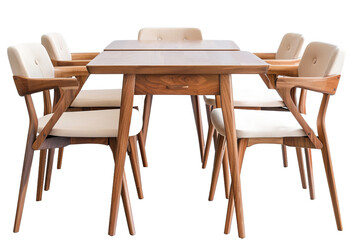 Contemporary Dining Table and Chairs Isolated with Clip Path on White Background