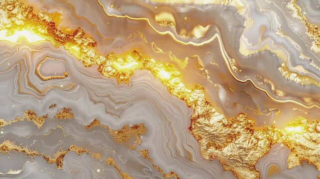 Video of white and gold abstract marble for background wallpaper footage.