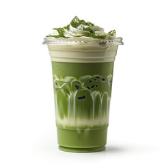 matcha latte on white background