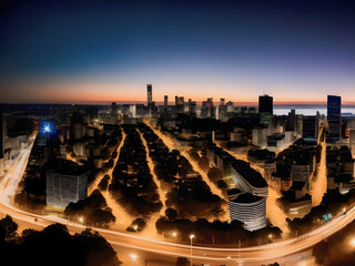 Naklejka premium city at sunset