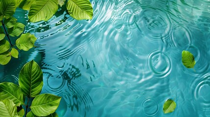 Transport yourself to a blissful oasis of relaxation with this enchanting stock photo, showcasing a tranquil blue water texture embellished with gentle rings and ripples. Dotted across the surface