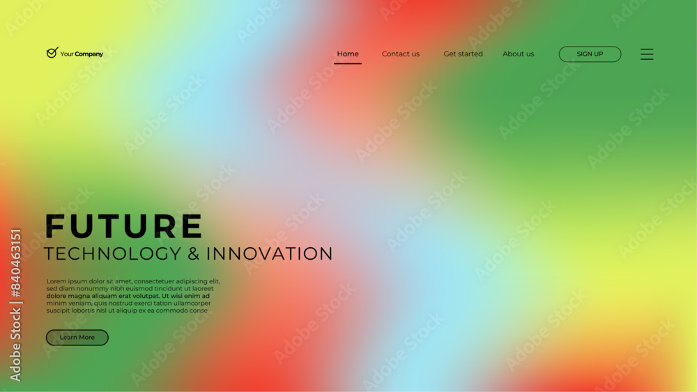 Wall mural gradient colorful web template landing page digital website landing page design concept vector