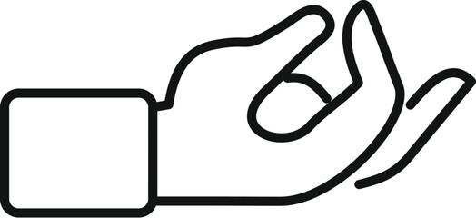 Simple line icon representing a supportive hand gesture, isolated on a white background
