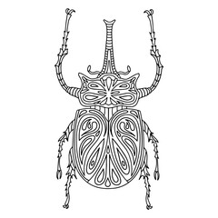 Decorated bug linear illustration