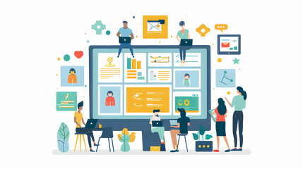 Photo Realistic Marketing Team Collaboration on Social Media Campaign Plan in Conference Room Using Charts and Graphs for Strategy and Objectives