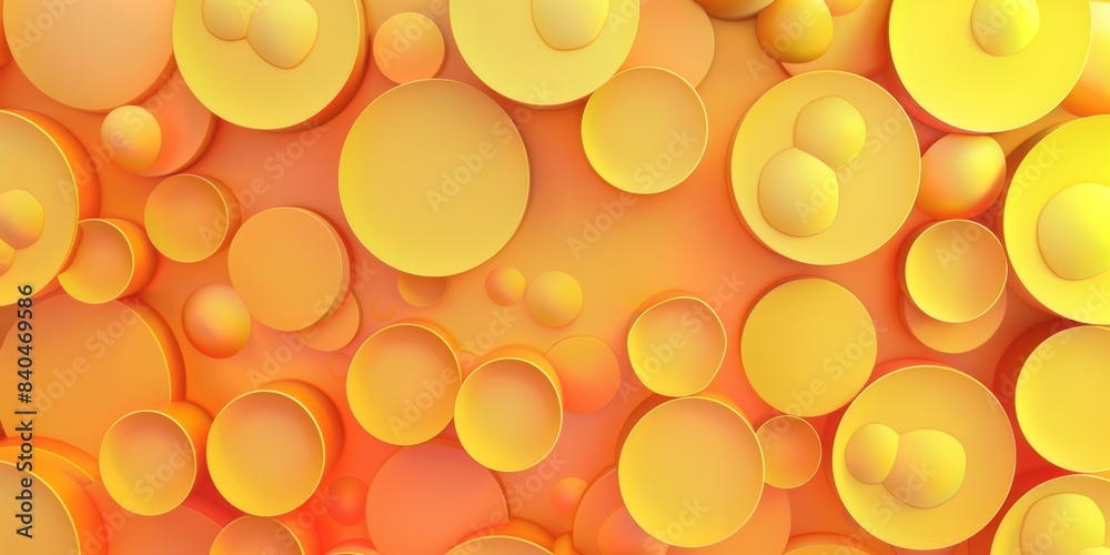 Poster abstract orange and yellow circles overlapping in various sizes