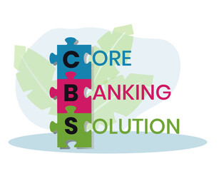 CBS. CORE BANKING SOLUTION acronym. Concept with keyword and icons. Flat vector illustration. Isolated on white.