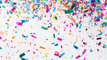 Obraz premium confetti falling in the air, white background