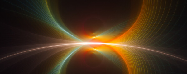 Colorful abstract lines shine on the horizon