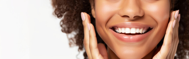 Obraz premium Close up portrait of a beautiful woman with perfect clean 