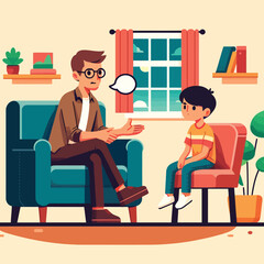 illustration of a father talking to a son