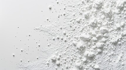 Obraz premium White powder explosion on a white background, creating a subtle and elegant abstract pattern. The fine particles and soft contrast emphasize a sense of purity and delicacy. 