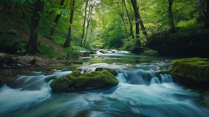 Obraz premium blue river , forest river