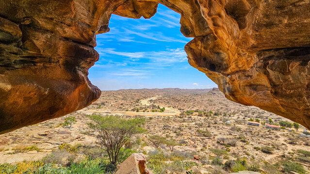 Outlook from the Rock art paintings of Laas Geel, near Hargeisa, Somaliland, Somalia