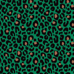 Leopard skin seamless pattern with texture. Vector. For fabric, background, packaging, wrapping paper, cover