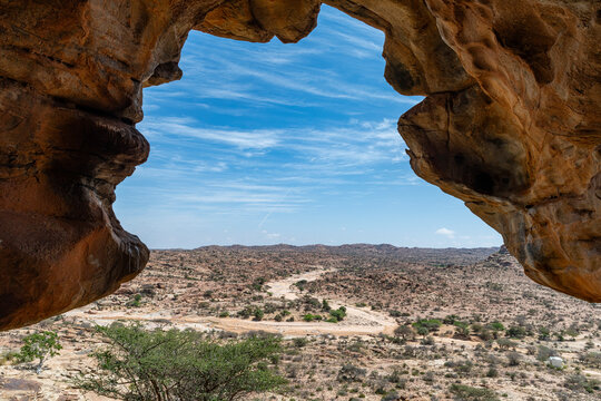 Outlook from the Rock art paintings of Laas Geel, near Hargeisa, Somaliland, Somalia