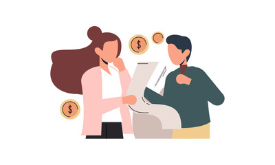 Family budget concept. Couple and personal finance, financial literacy