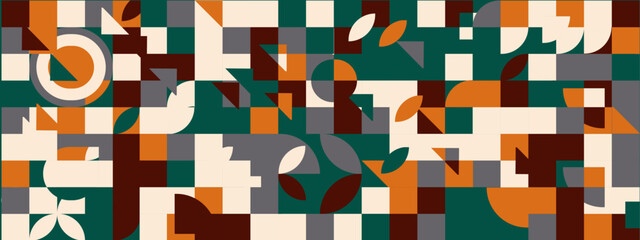 Mosaic geometric pattern banner. Sheamless tiles background