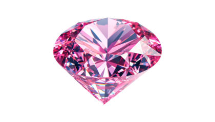 Pink diamond  isolated on transparent or white background.