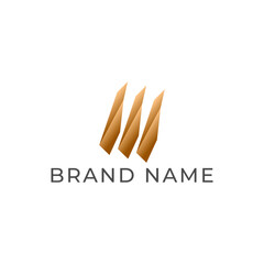 ILLUSTRATION LETTER M SCRATCH WITH GEOMETRIC GRADIENT GOLD COLOR TECH LOGO ICON TEMPLATE DESIGN VECTOR