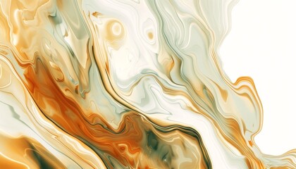 Fototapeta premium Abstract fluid art painting with swirls of orange, white, and beige colors. Modern background design for artistic, creative, or decorative use.