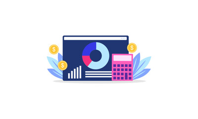 Financial report concept. Business analytics, accounting logo