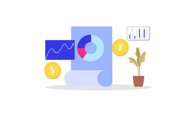 Financial report concept. Business analytics, accounting logo