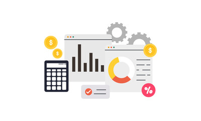 Financial report concept. Business analytics, accounting logo