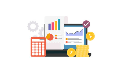 Financial report concept. Business analytics, accounting logo