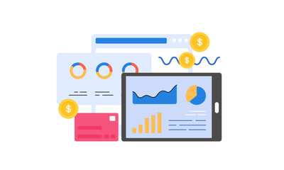 Financial report concept. Business analytics, accounting logo