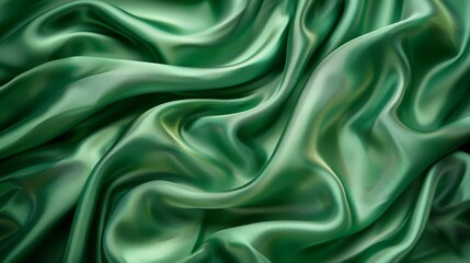Obraz premium Luxurious emerald green silk fabric with soft folds