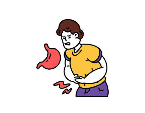 person with stomach pain, red stomach clip art preview