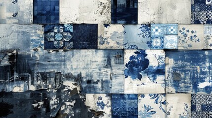 Portuguese Azulejos Contemporary Art Collage: Modern Interpretation

