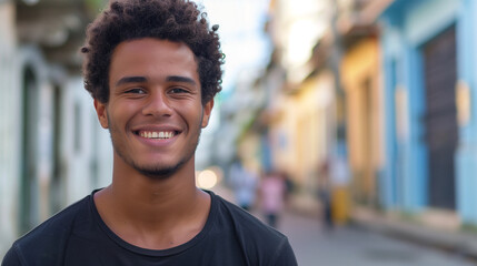 portrait of a brazilian young man smiling