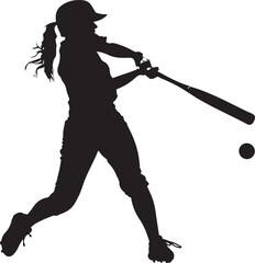 Softball Girl Vector Illustration Silhouette	
