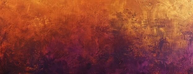 Fototapeta premium Aerial view of rich gradient texture in dark orange, brown, and purple hues, featuring a cherry gold vintage background, with ample copyspace, evoking Halloween and Thanksgiving theme