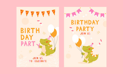 Childrens birthday invitations with dinosaur. Childrens animals party