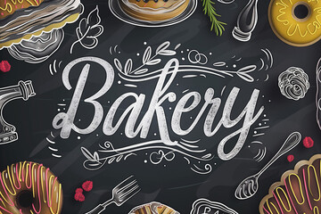 Bakery Chalkboard Sign with Various Baked Goods.