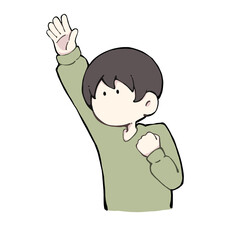 手をあげる男性