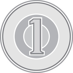 1円玉（日本円硬貨）のイメージイラスト　カラー